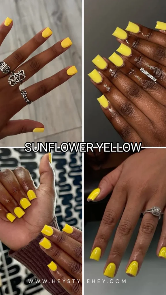 summer nail colors for dark skin - sunflower yellow