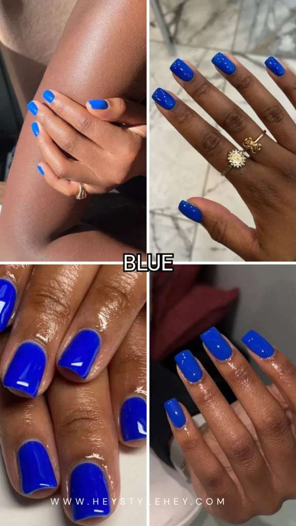 summer nail colors for dark skin - blue