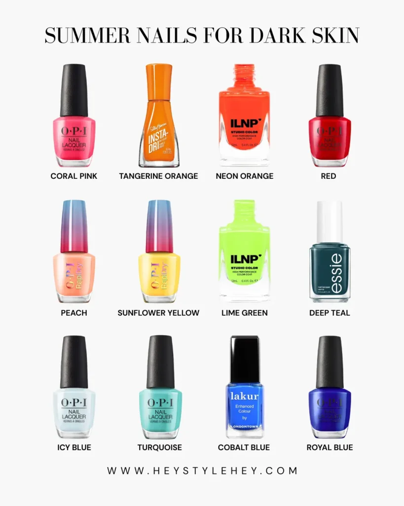 summer nail colors for dark skin