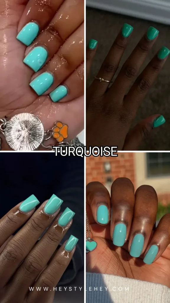 summer nail colors for dark skin - turquoise