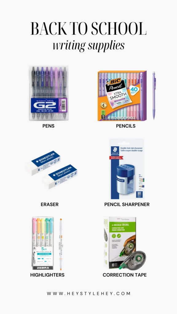 back to school essentials - writing supplies