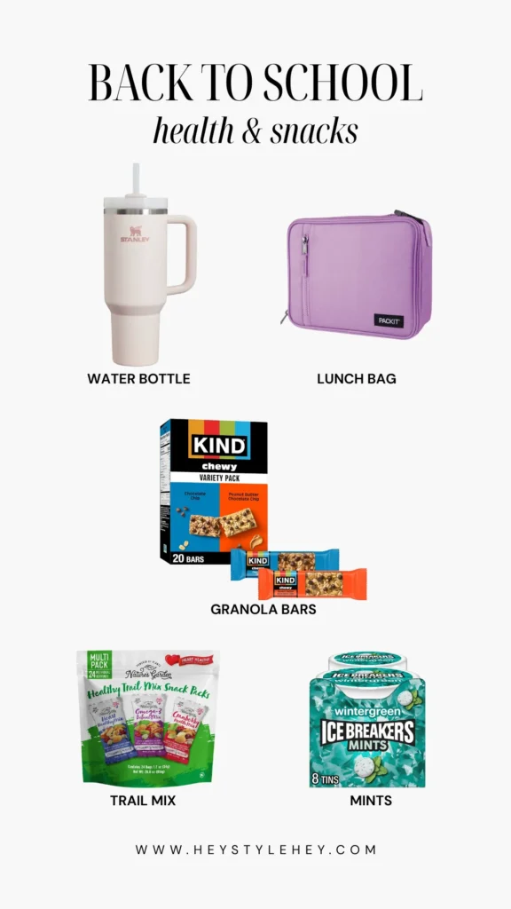back to school essentials - health & snacks