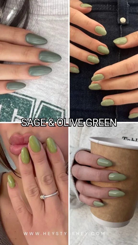 back to school nail trends 2026 - sage green