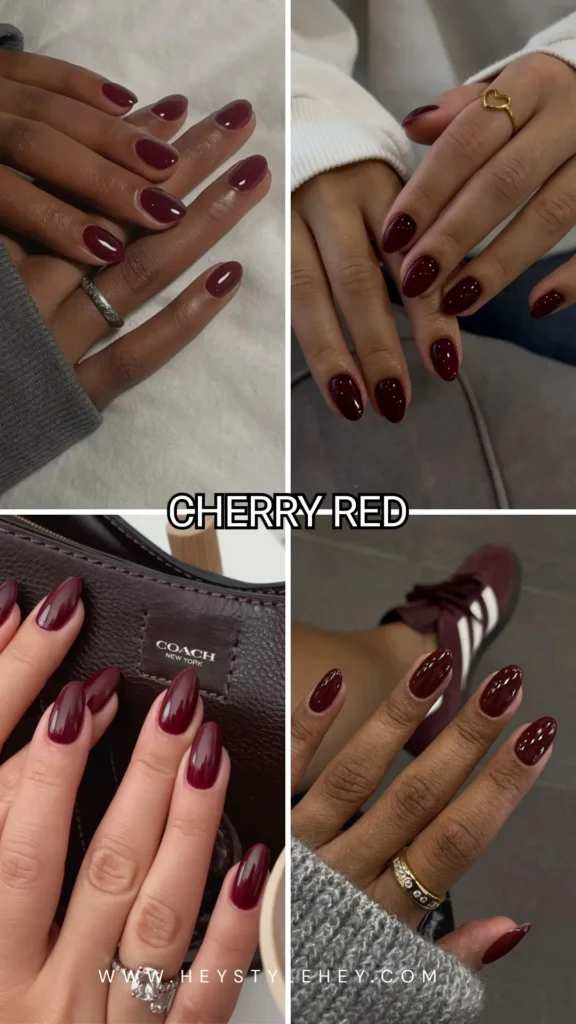 back to school nail trends 2026 - cherry red