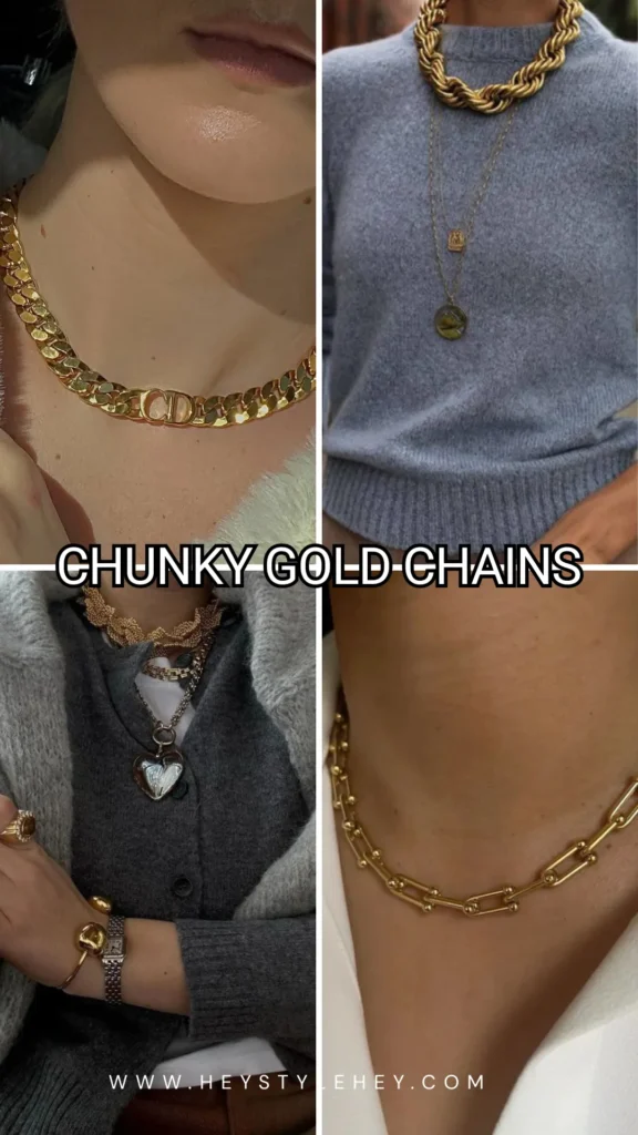 fall 2026 fashion trend - chunky gold chain