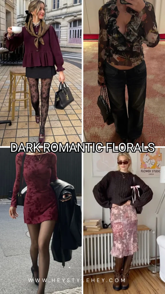 fall 2026 fashion trend - dark romantic flowers
