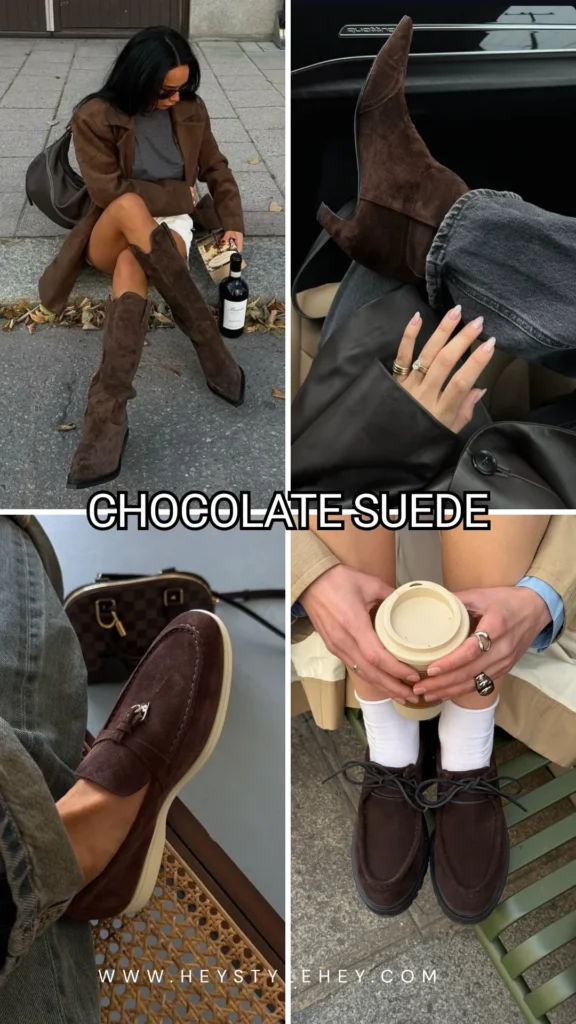 fall 2026 shoe trends - chocolate suede