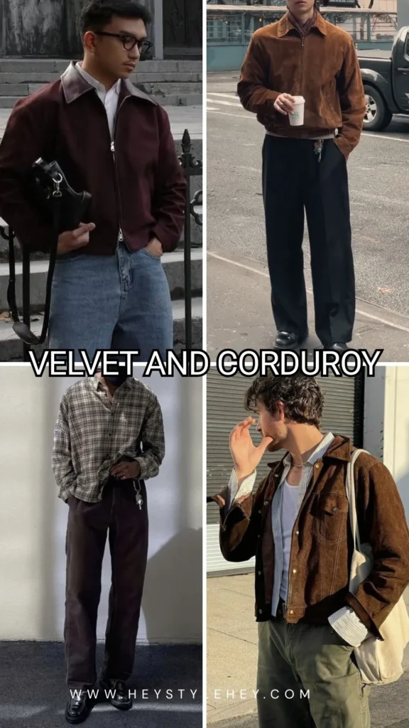 mens fall 2026 fashion trends - velvet and corduroy
