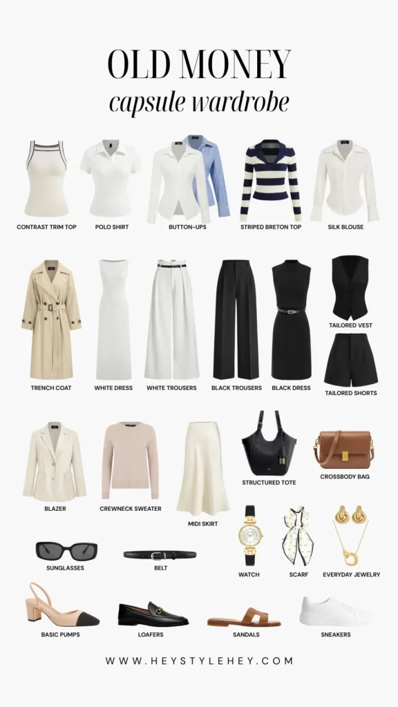 old money capsule wardrobe
