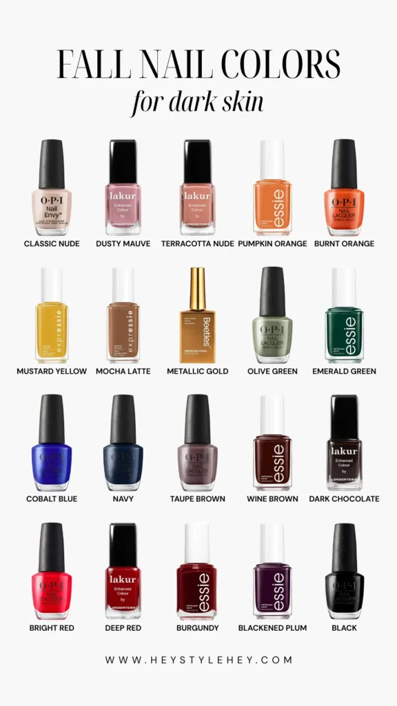 fall nail colors for dark skin