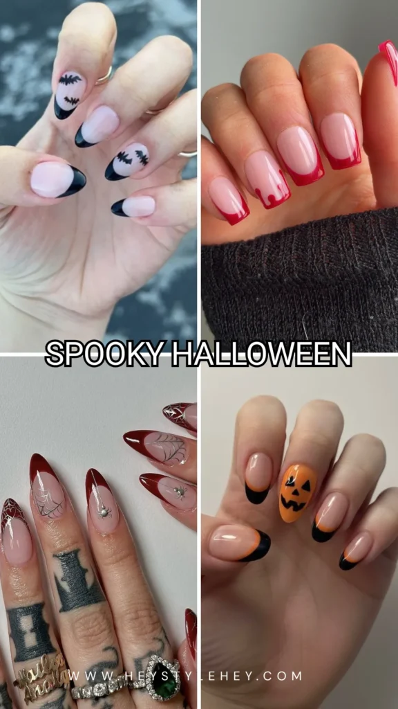 halloween French tips