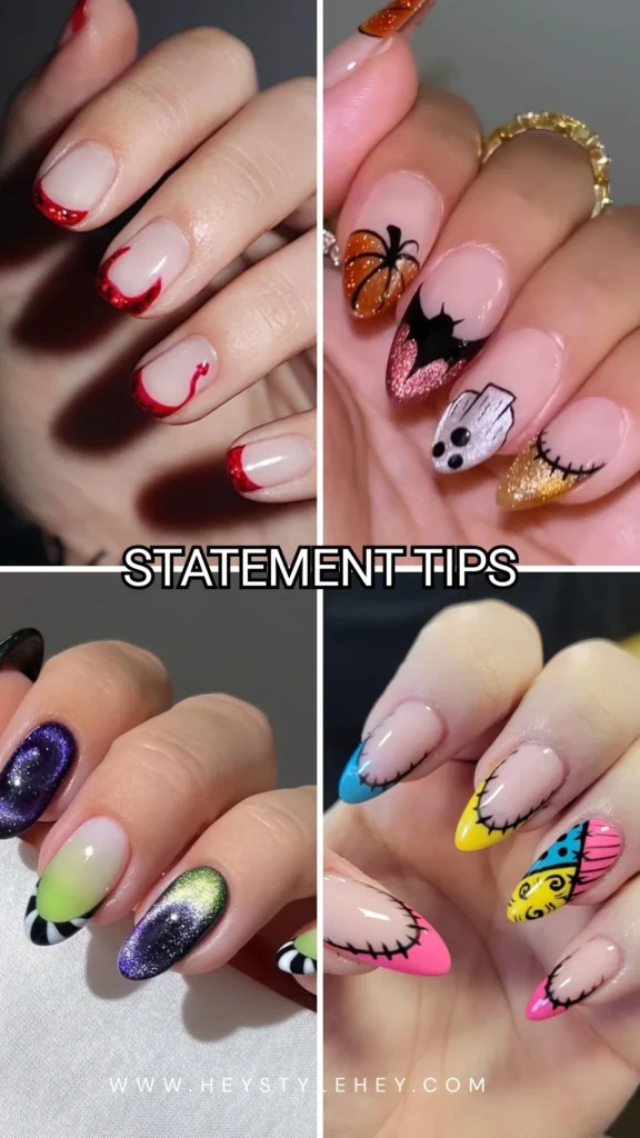 halloween French tips