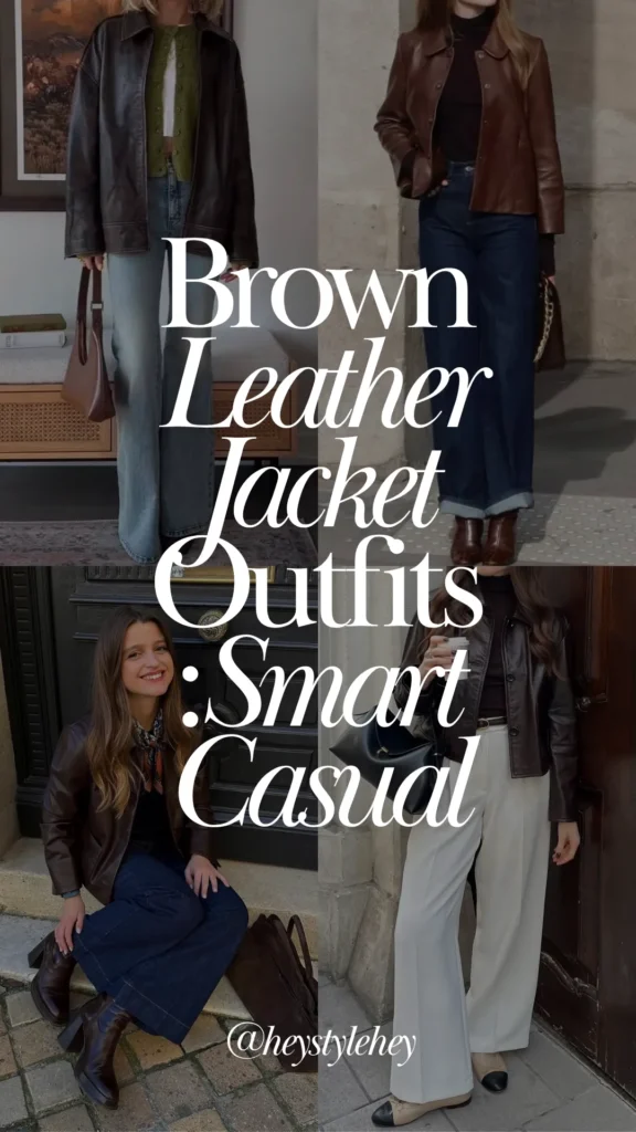 brown leather jacket outfits: smart casual