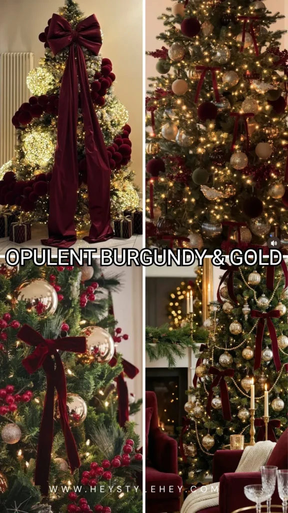Christmas tree trends - opulent burgundy & gold