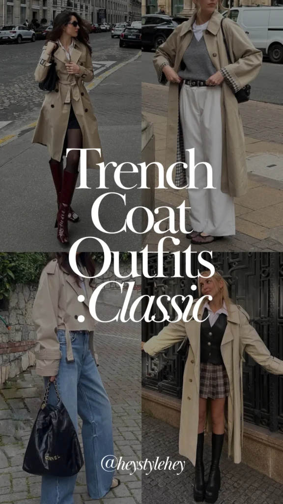 trench coat outfits: classic