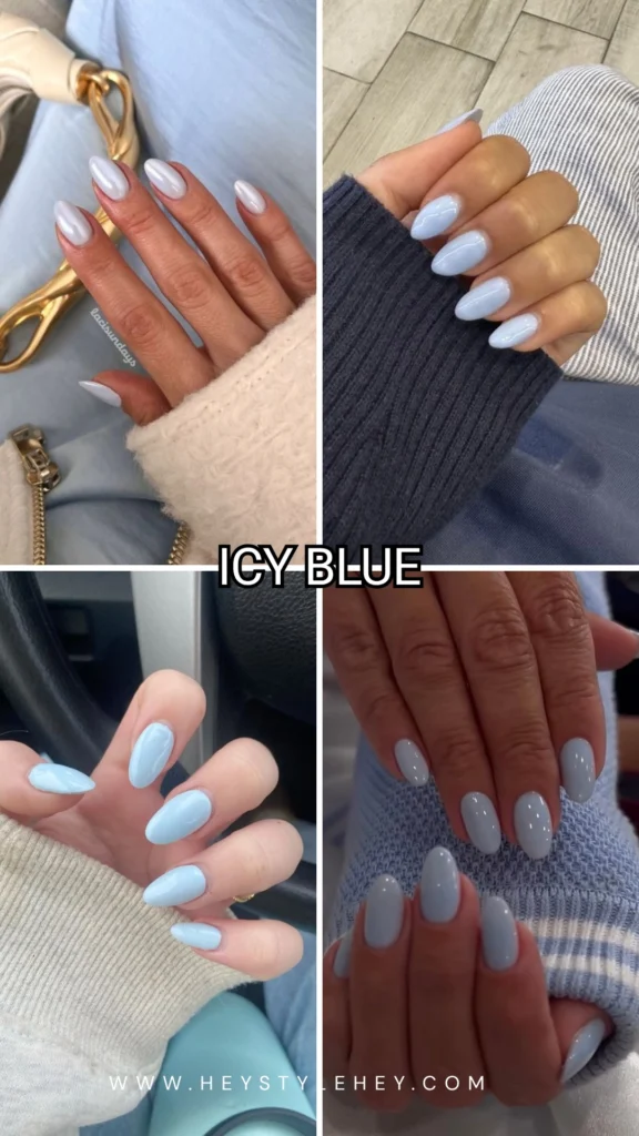 December nails - icy blue
