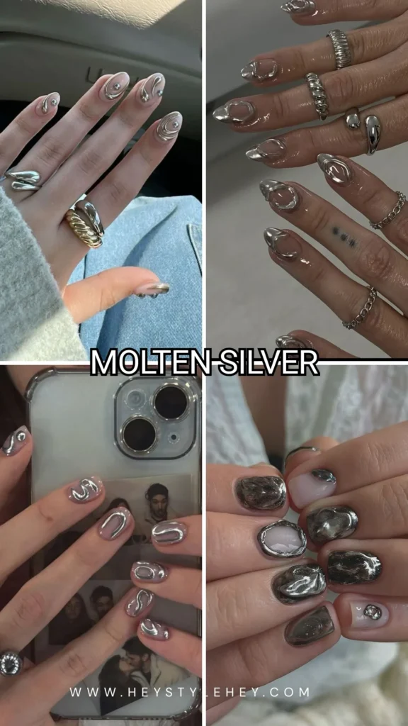 November nail colors - molten silver