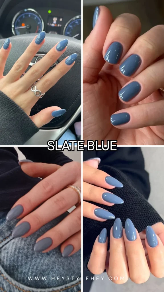 November nail colors - slate blue