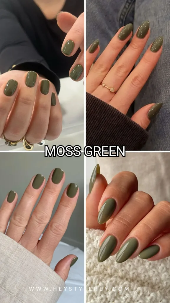 November nail colors - moss green