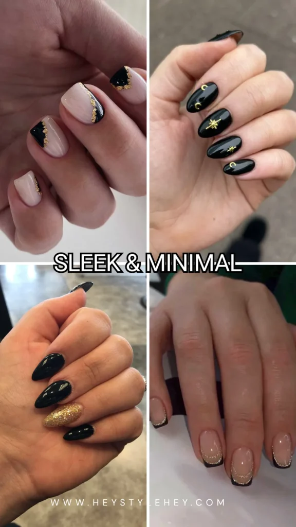 black and gold nails - sleek & minimal