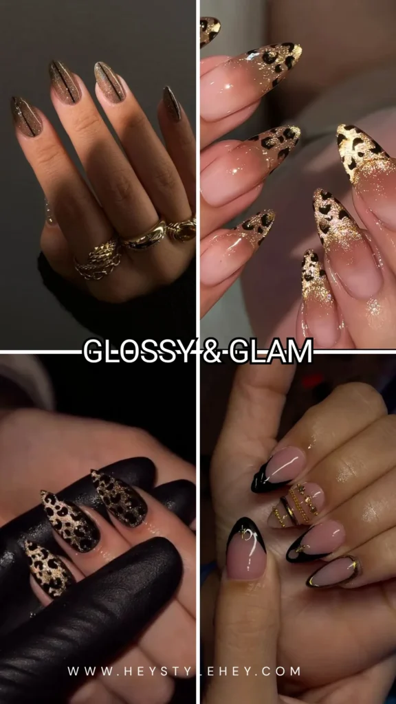 black and gold nails - glossy & glam