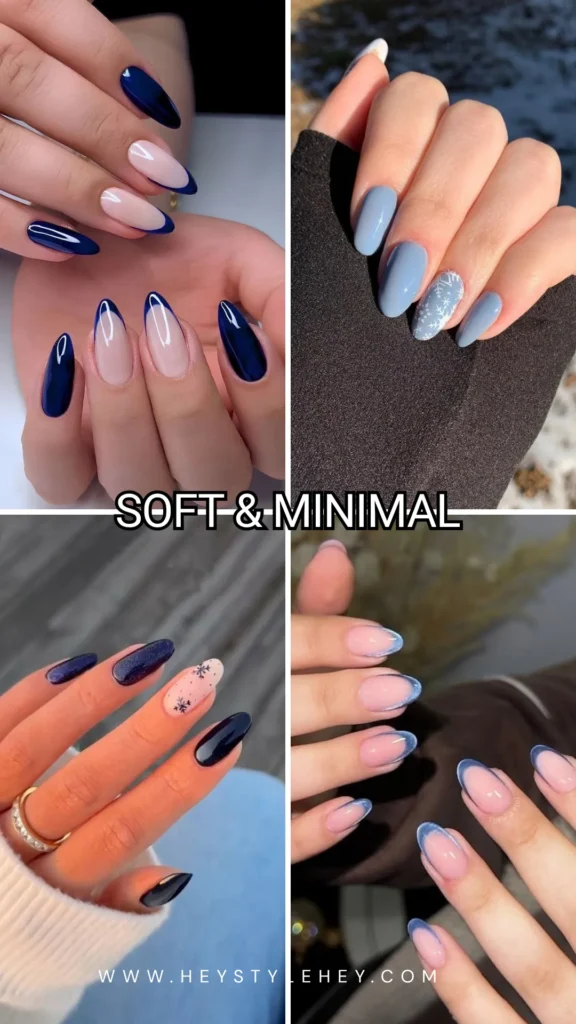 blue Christmas nails - minimal