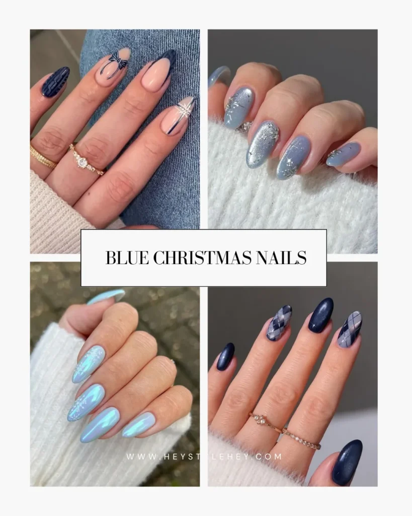 blue Christmas nails