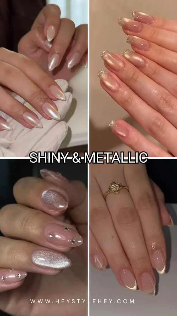 Champagne nails - shiny & metallic