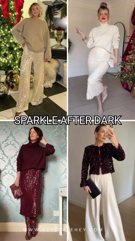 Christmas outfits for women over 40 - sparkle after dark