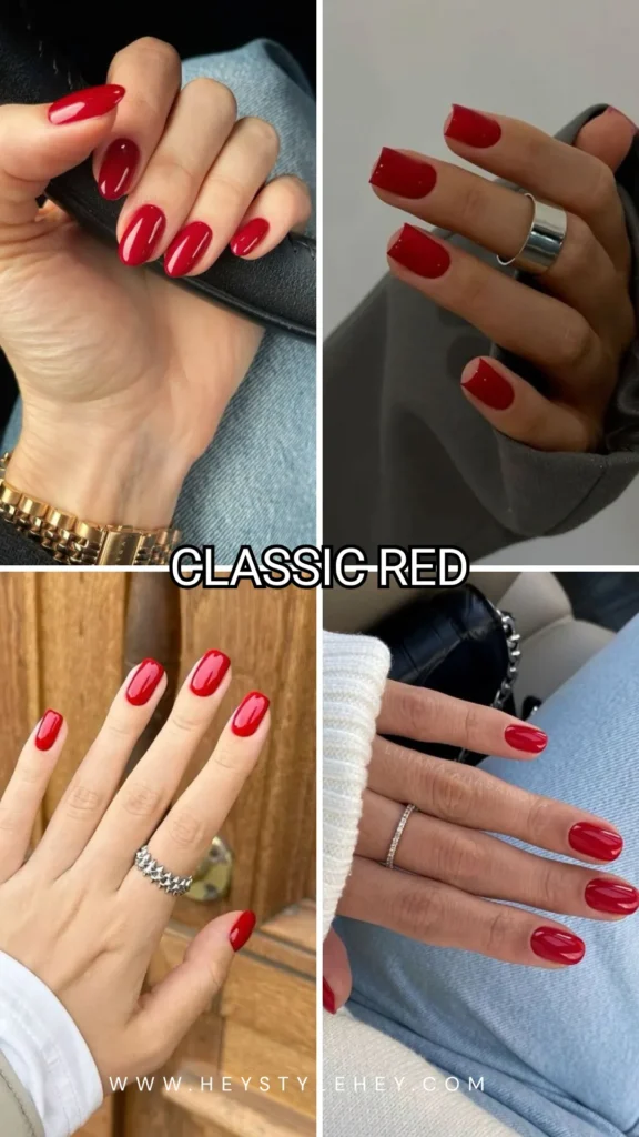 December nails - classic red