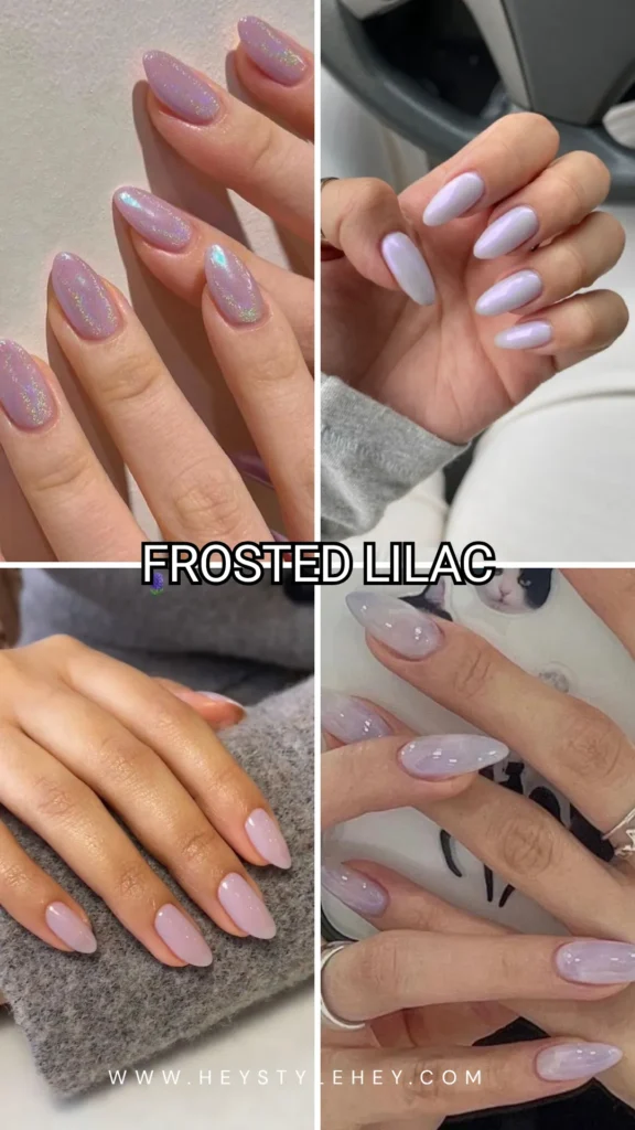 December nails - frosted lilac