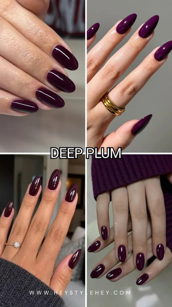 December nails - deep plum