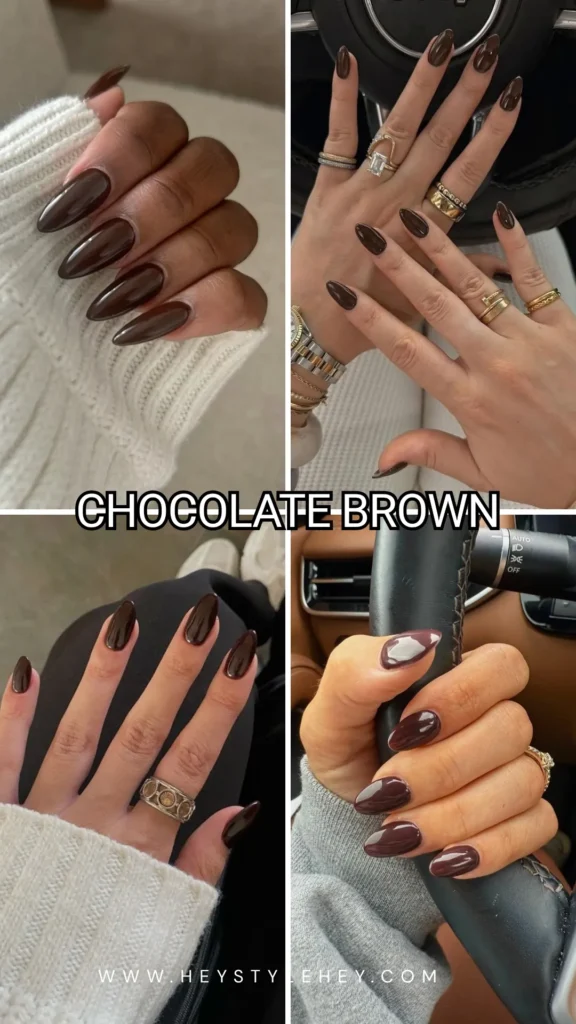 December nails - chocolate brown