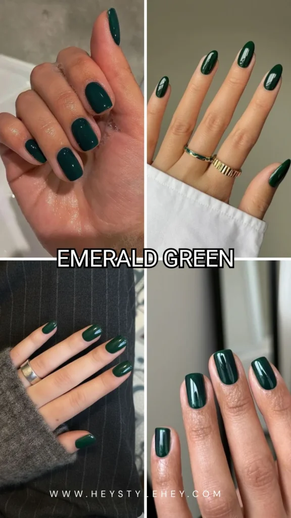 December nails - emerald green