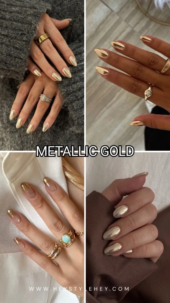 December nails - metallic gold