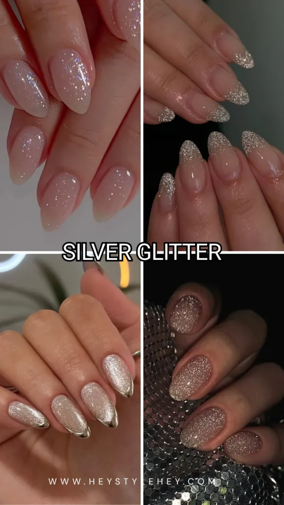 December nails - silver glitter
