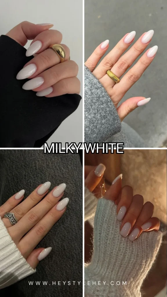 December nails - milky white
