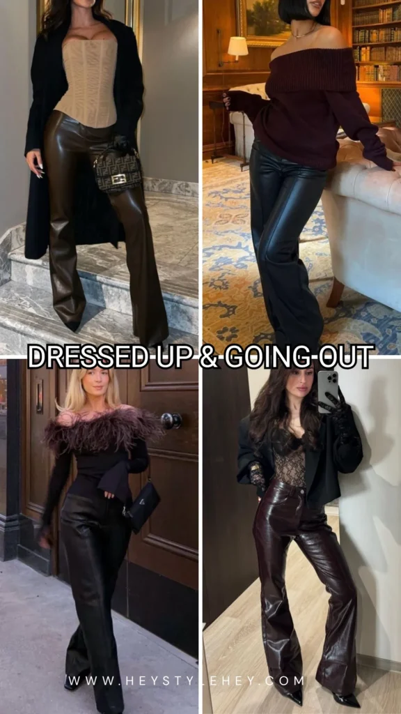 leather pants outfit ideas - dressed up & going out