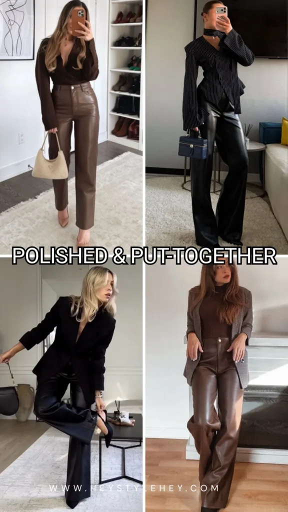 leather pants outfit ideas - polished & put-together