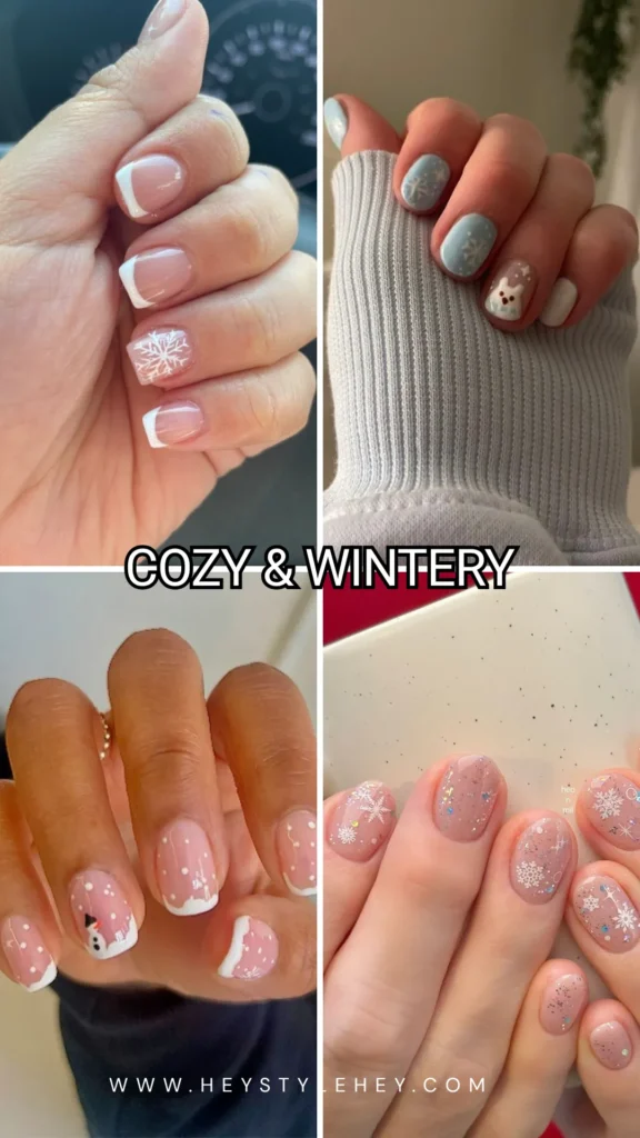 short Christmas nails - wintery