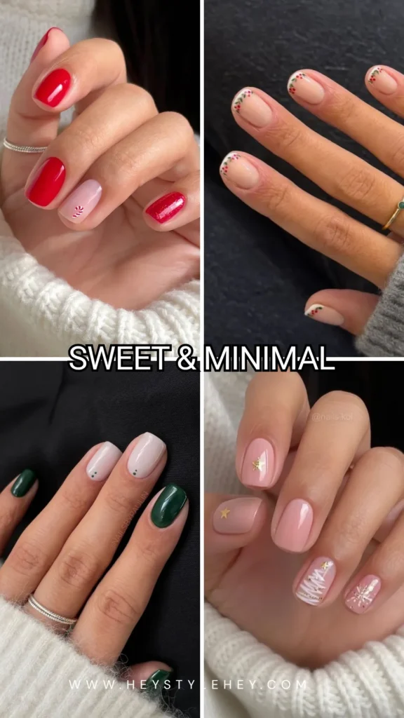 short Christmas nails - minimal