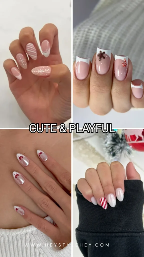 white Christmas nails - playful