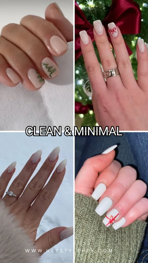 white Christmas nails - minimal