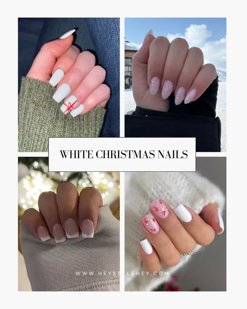 white Christmas nails